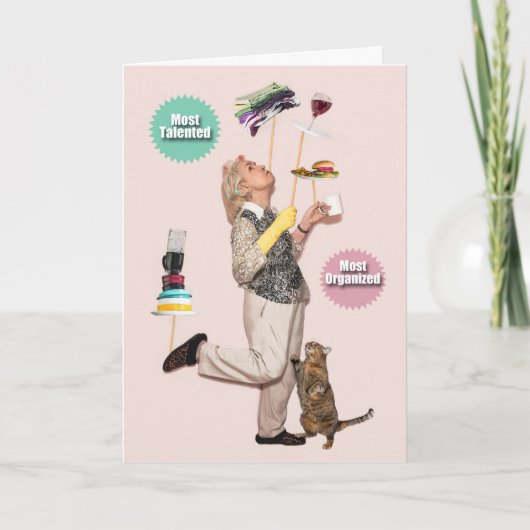 Mam met Borden op stokjes Moederdag Kaart (Voorkant)