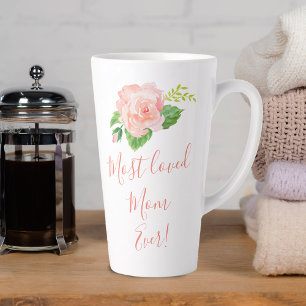 Mam met de meeste Waterverf Floral Coral Roos Latte Mok