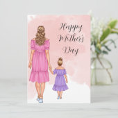 Mam met Dochter Moederdag Kaart (Staand voorkant)