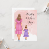 Mam met Dochter Moederdag Kaart (Voorkant / Achterkant in situ)