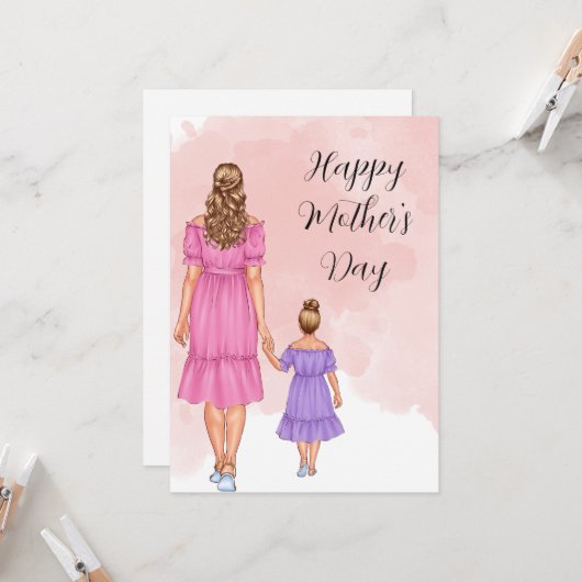 Mam met Dochter Moederdag Kaart (Voorkant / Achterkant in situ)