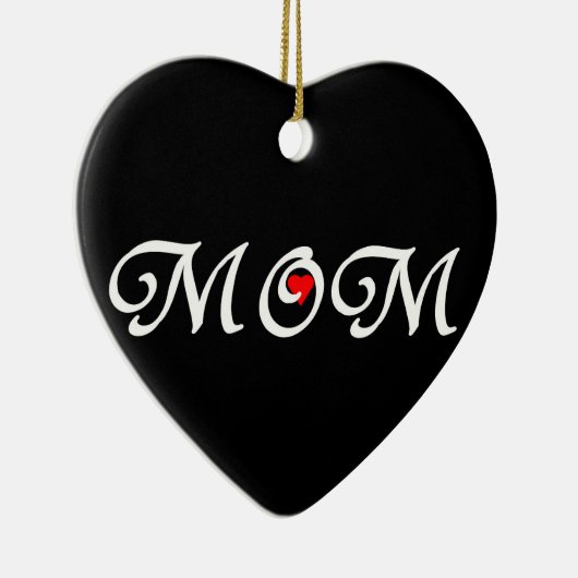 Mam met een rood hart keramisch ornament (Rechts)