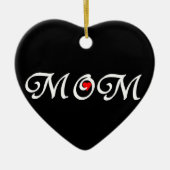 Mam met een rood hart keramisch ornament (Voorkant)