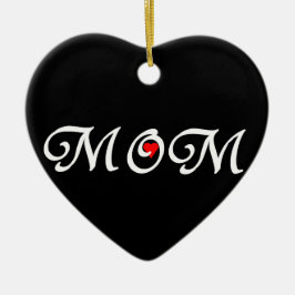 Mam met een rood hart keramisch ornament