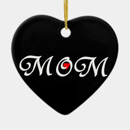 Mam met een rood hart keramisch ornament (Voorkant)