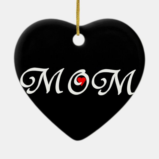 Mam met een rood hart keramisch ornament (Achterkant)