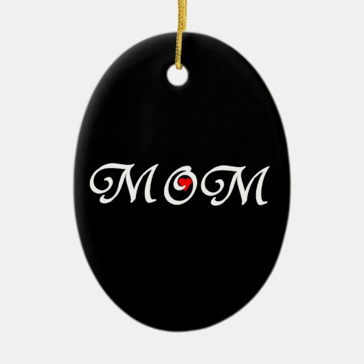 Mam met een rood hart keramisch ornament (Voorkant)