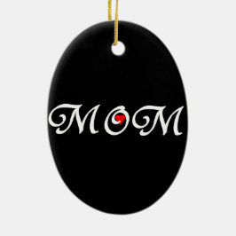Mam met een rood hart keramisch ornament