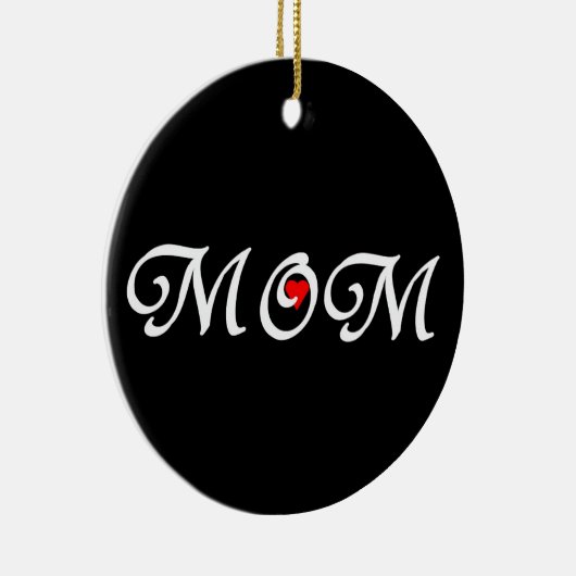 Mam met een rood hart keramisch ornament (Rechts)