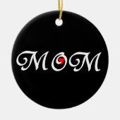 Mam met een rood hart keramisch ornament (Voorkant)