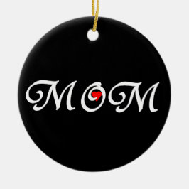 Mam met een rood hart keramisch ornament