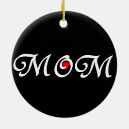 Mam met een rood hart keramisch ornament