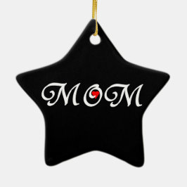 Mam met een rood hart keramisch ornament