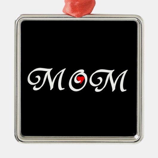 Mam met een rood hart metalen ornament (Voorkant)