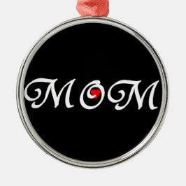 Mam met een rood hart metalen ornament