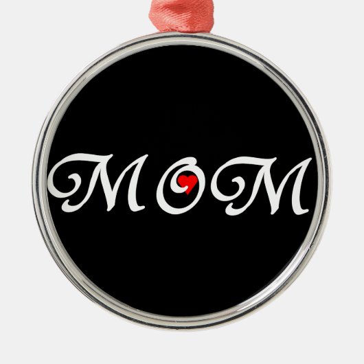 Mam met een rood hart metalen ornament (Voorkant)