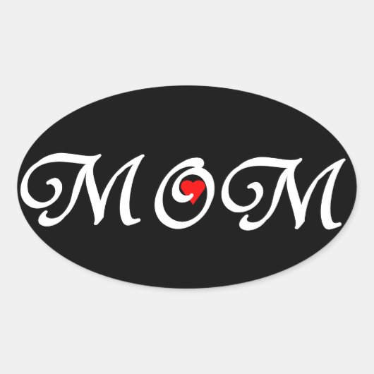 Mam met een rood hart ovale sticker (Voorkant)