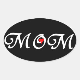 Mam met een rood hart ovale sticker