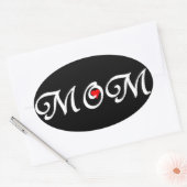 Mam met een rood hart ovale sticker (Envelop)