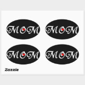 Mam met een rood hart ovale sticker (Vel)