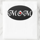 Mam met een rood hart ovale sticker (Tas)