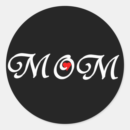 Mam met een rood hart ronde sticker (Voorkant)