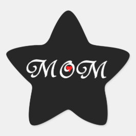 Mam met een rood hart ster sticker