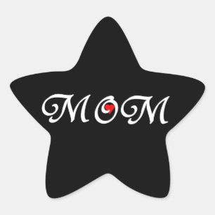 Mam met een rood hart ster sticker