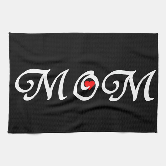 Mam met een rood hart theedoek (Horizontaal)