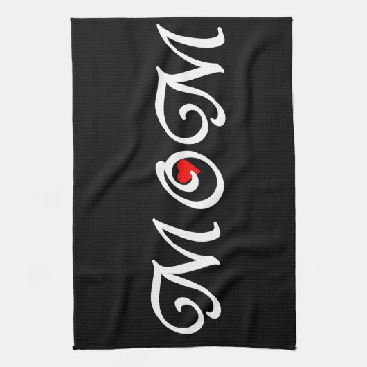 Mam met een rood hart theedoek (Verticaal)