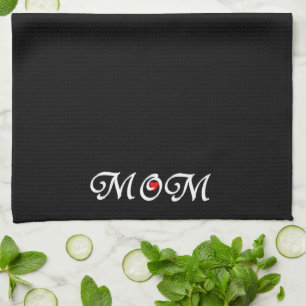 Mam met een rood hart theedoek