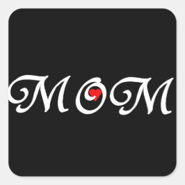 Mam met een rood hart vierkante sticker