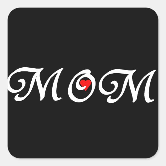 Mam met een rood hart vierkante sticker (Voorkant)