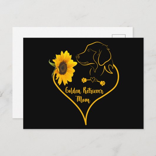 Mam met gouden retriever met zonnebloempjes briefkaart (Voorkant / Achterkant)