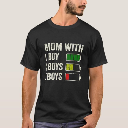 Mam met lege Moederdag batterij met drie dozen T-shirt (Voorkant)