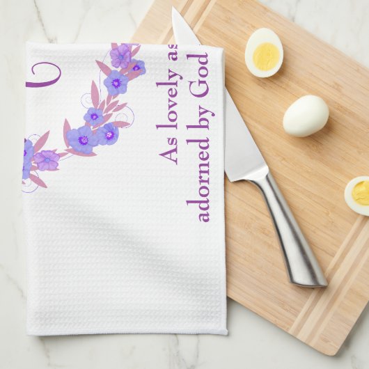 Mam met Paarse en blauwe florale mond Theedoek (Quarter Fold)