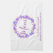 Mam met Paarse en blauwe florale mond Theedoek (Verticaal)