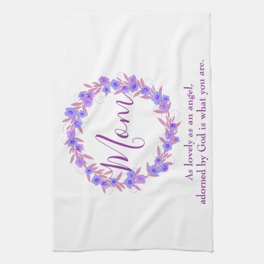 Mam met Paarse en blauwe florale mond Theedoek (Verticaal)