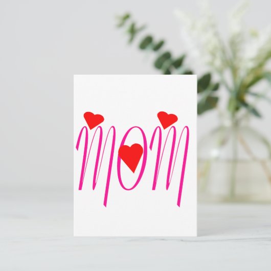 Mam met rood hart briefkaart (Staand voorkant)