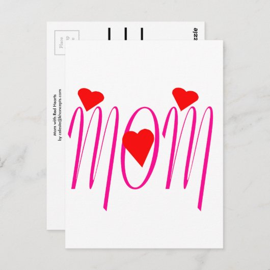 Mam met rood hart briefkaart (Voorkant / Achterkant)