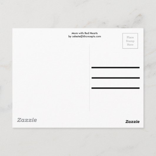 Mam met rood hart briefkaart (Achterkant)