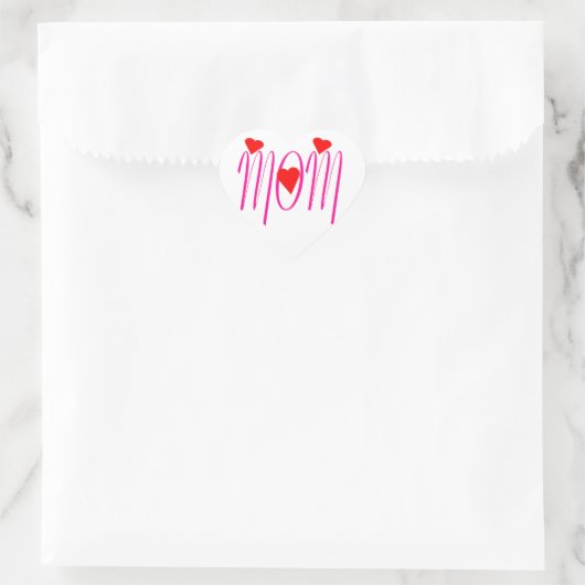 Mam met rood hart hart sticker (Tas)