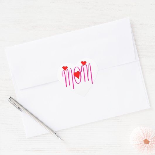 Mam met rood hart hart sticker (Envelop)