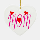 Mam met rood hart keramisch ornament (Voorkant)