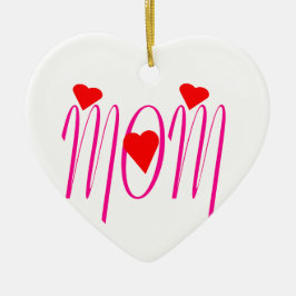 Mam met rood hart keramisch ornament