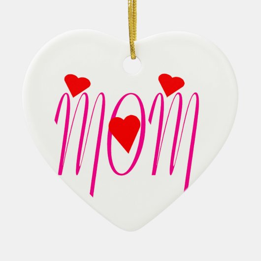 Mam met rood hart keramisch ornament (Voorkant)