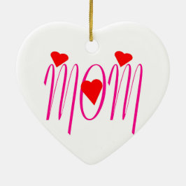 Mam met rood hart keramisch ornament