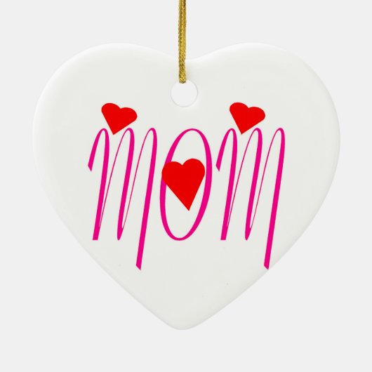 Mam met rood hart keramisch ornament (Achterkant)