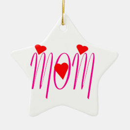 Mam met rood hart keramisch ornament