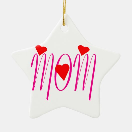 Mam met rood hart keramisch ornament (Voorkant)